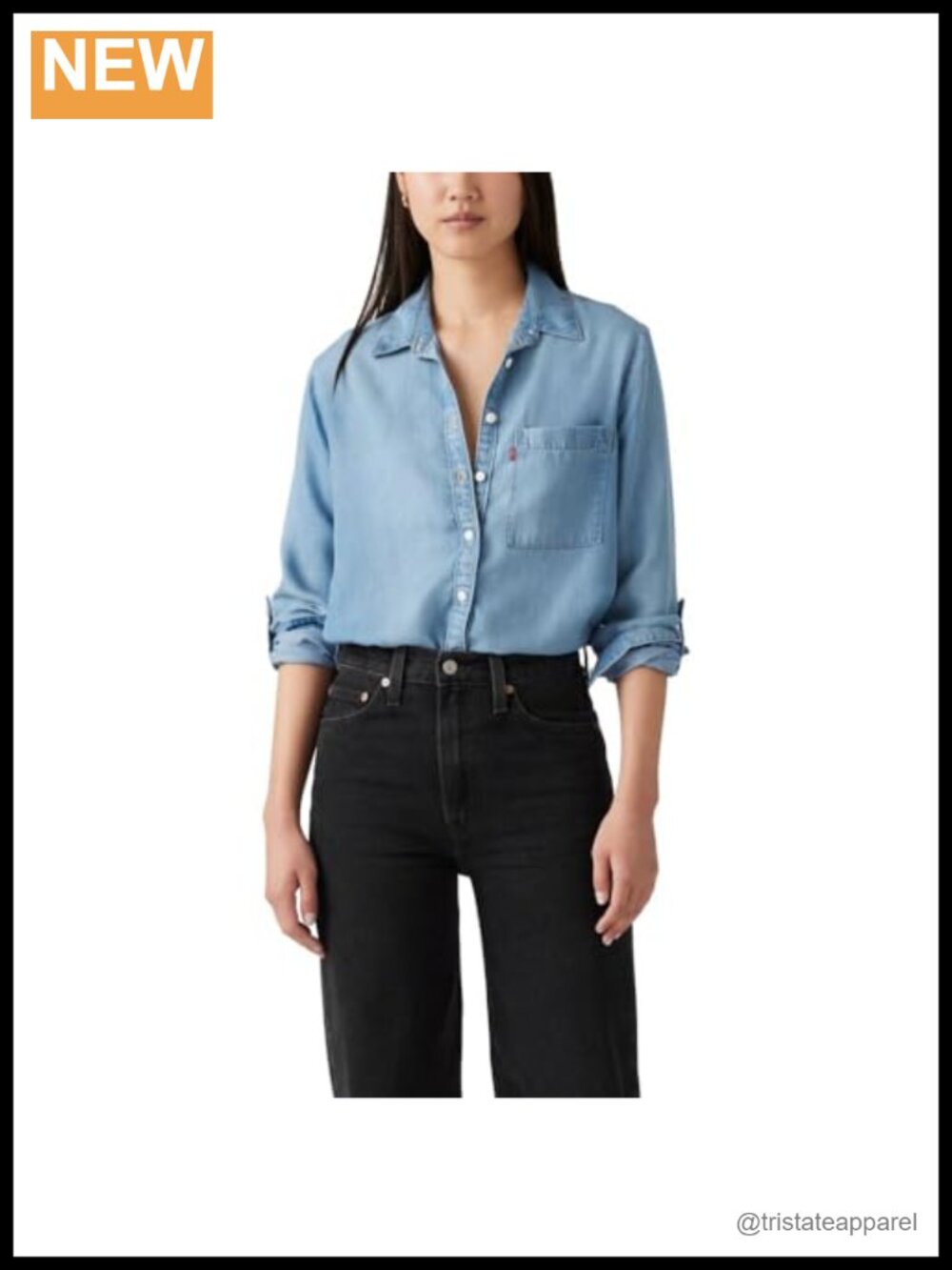 Women's Button Down Utility Shirt Standard Fit Long Sleeve Lyocell Medium